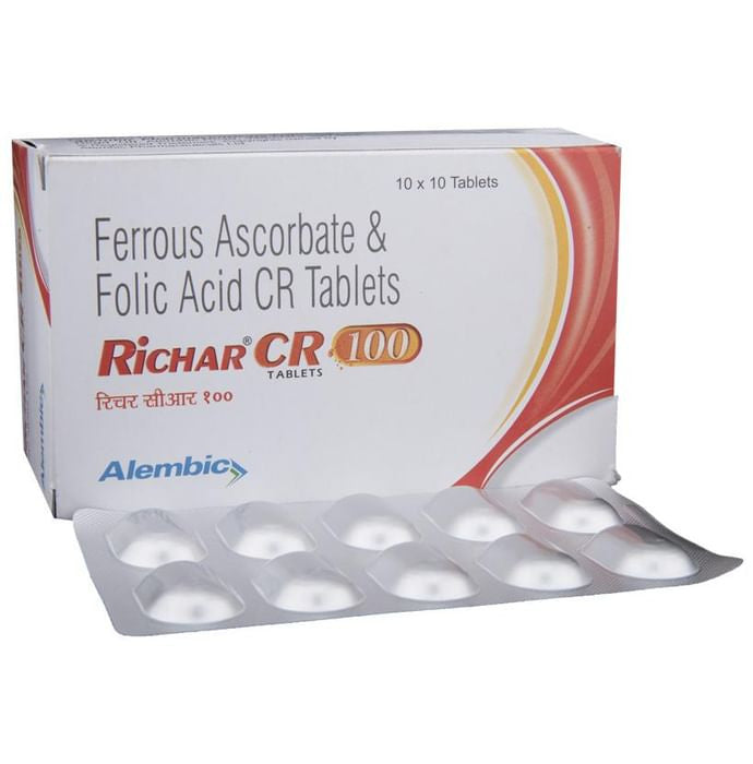 Richar CR 100 Tablet with Ferrous Ascorbate & Folic Acid - Classic Derma