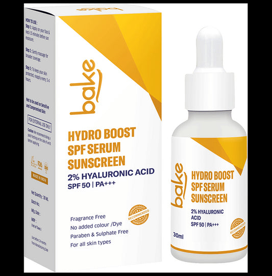 Bake Hyaluronic Serum Sunscreen SPF 50 PA+++ with Niacinamide & Willowbark Extract - Classic Derma
