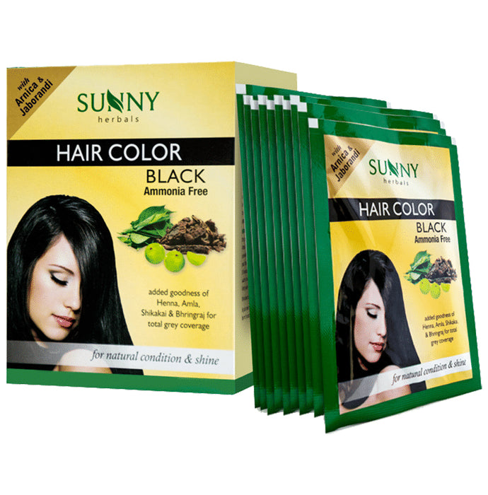 Sunny Herbals Hair Color 12 Sachets Black - Classic Derma