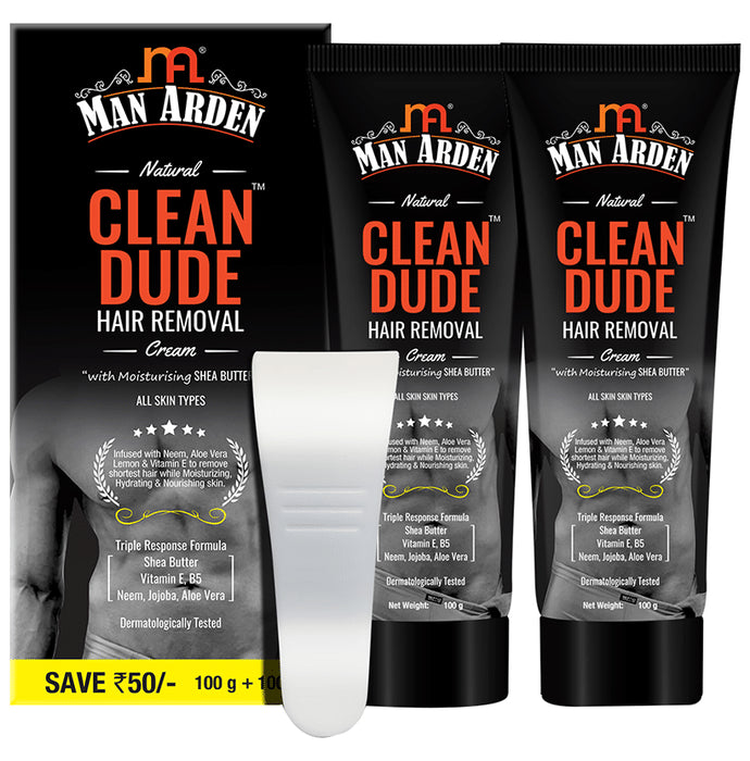 Man Arden Natural Clean Dude Hair Removal Cream (100gm Each) - Classic Derma