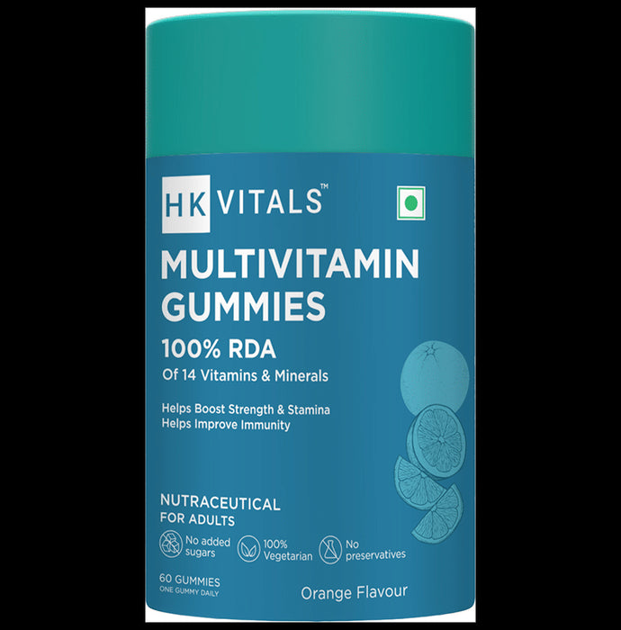 HK Vitals Multivitamin & Minerals | Vegetarian Gummies for Immunity, Strength & Stamina | Flavour Orange - Classic Derma
