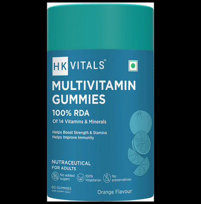 HK Vitals Multivitamin & Minerals | Vegetarian Gummies for Immunity, Strength & Stamina | Flavour Orange - Classic Derma