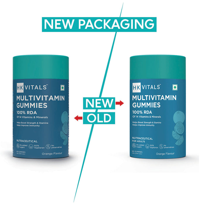 HK Vitals Multivitamin & Minerals | Vegetarian Gummies for Immunity, Strength & Stamina | Flavour Orange