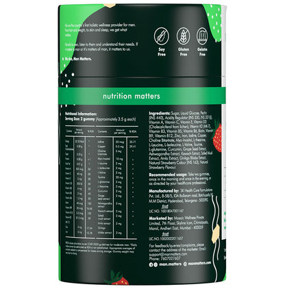 Man Matters Nourish Multivitamin Gummies for Immunity & Antioxidant Support | Flavour Strawberry