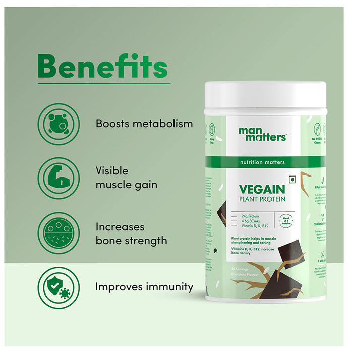 Man Matters Vegain Plant Protein Chocolate Powder with Shaker Free