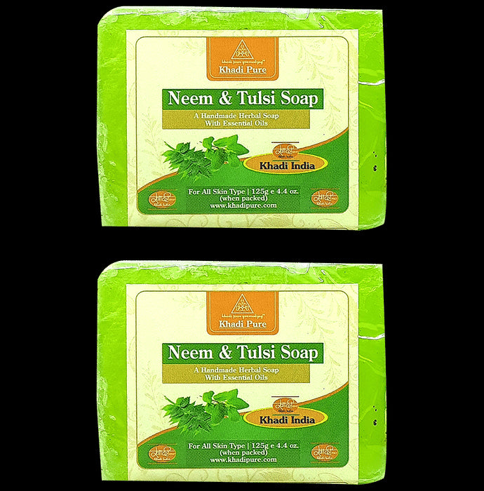 Khadi Pure Neem & Tulsi Soap (125gm Each) - Classic Derma