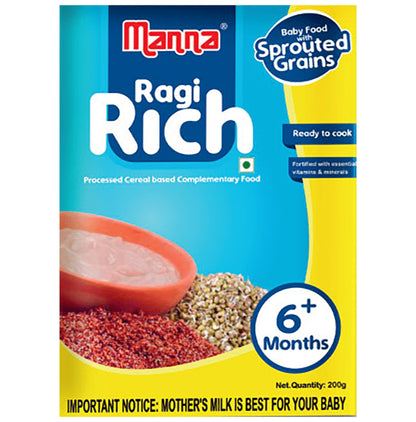 Manna Ragi Rich Baby Food with Sprouted Grains 6+ Months - Classic Derma