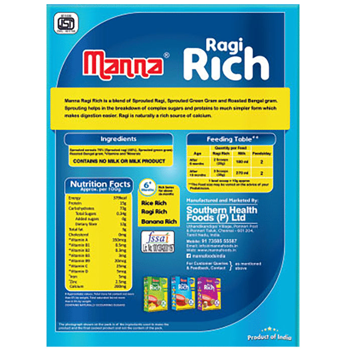 Manna Ragi Rich Baby Food with Sprouted Grains 6+ Months