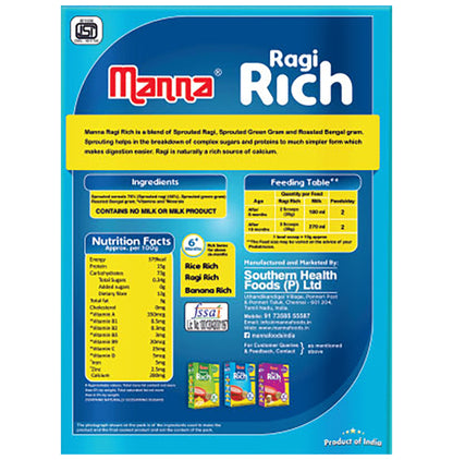 Manna Ragi Rich Baby Food with Sprouted Grains 6+ Months