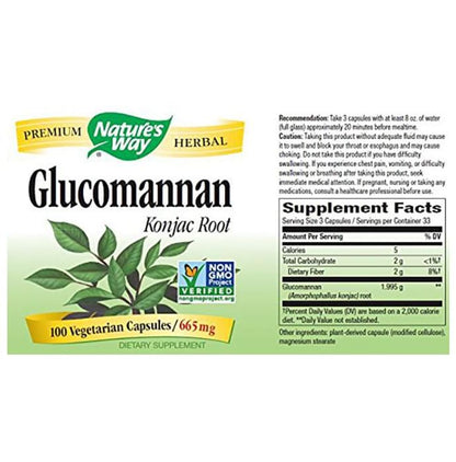 Nature's Way Glucomannan Konjac Root 665mg Vegetarian Capsule