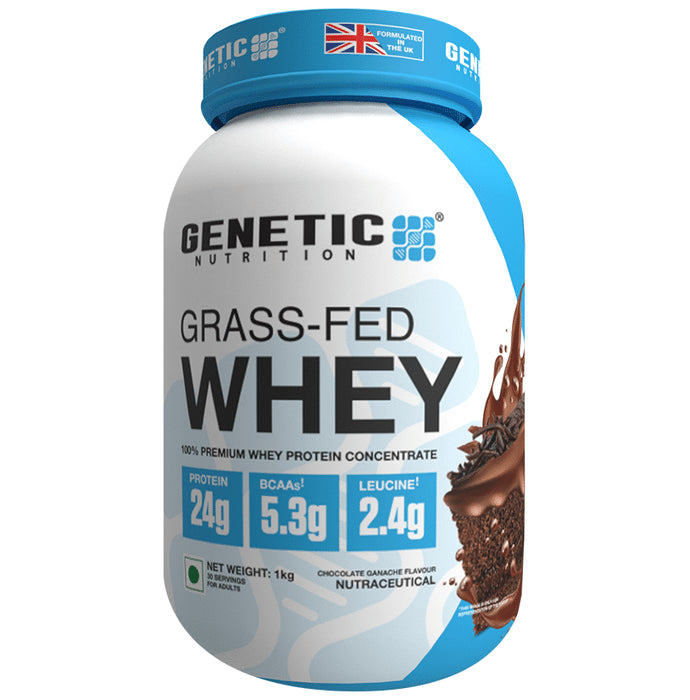 Genetic Nutrition Grass Fed Whey Protein Powder Chocolate Ganache - Classic Derma