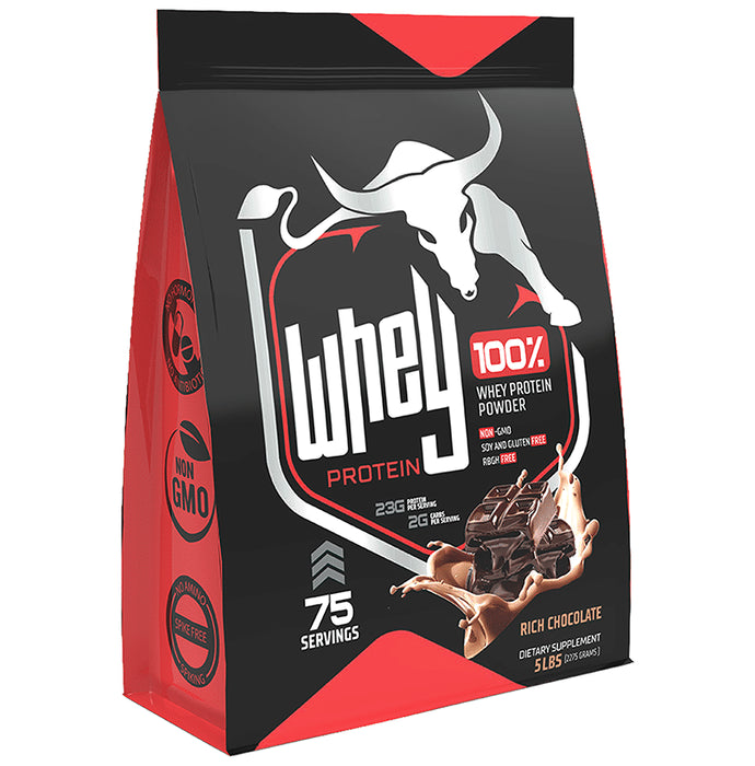 Bull Pharm 100% Whey Protein Powder for Lean Muscle Soy & Gluten Free Rich Chocolate - Classic Derma