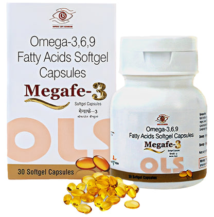 Megafe 3 100% Veg Omega 3,6,9 Fatty Acids 500mg Capsule for Women & Men - Classic Derma