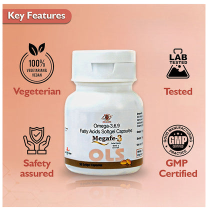 Megafe 3 100% Veg Omega 3,6,9 Fatty Acids 500mg Capsule for Women & Men