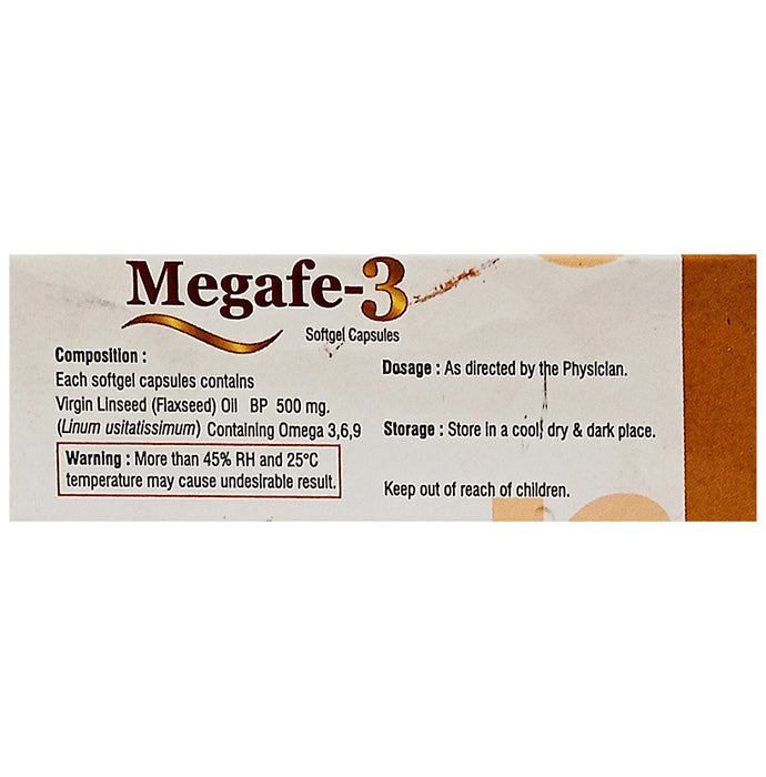 Megafe 3 100% Veg Omega 3,6,9 Fatty Acids 500mg Capsule for Women & Men