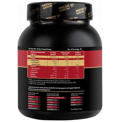 Megagrow Whey Protein Isolate Powder with Shaker Chocolate