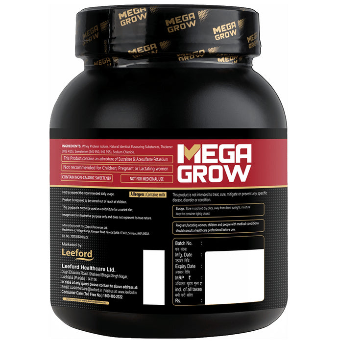 Megagrow Whey Protein Isolate Powder with Shaker Chocolate
