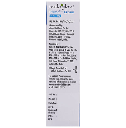 Melaglow Prime Depigmenting Cream | Paraben, Sulphate & Fragrance Free