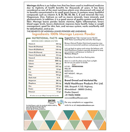 Meld wellness always 100% Organic Moringa Leaf Powder