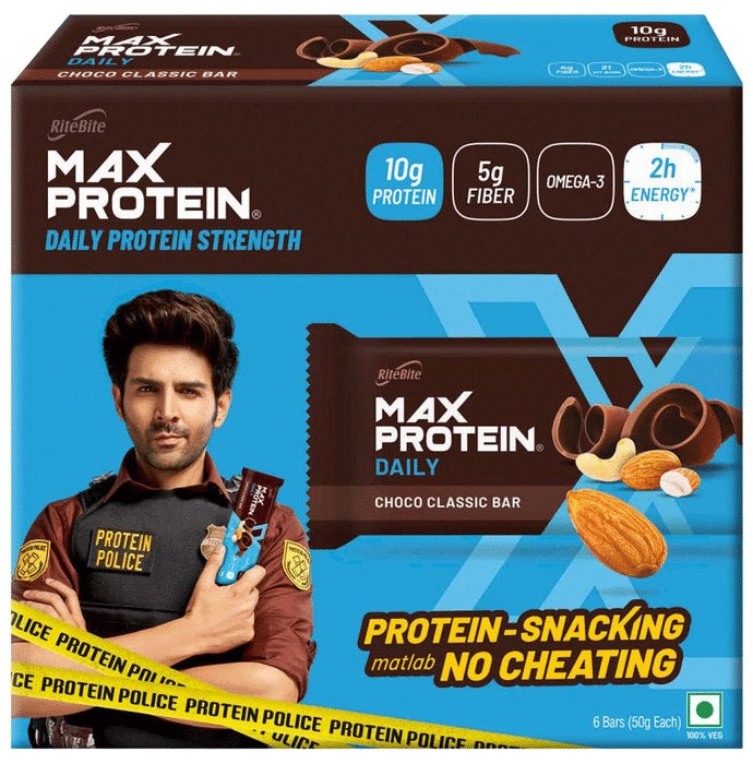 RiteBite Max Protein Daily 10 gm Protein Bar Choco Classic - Classic Derma