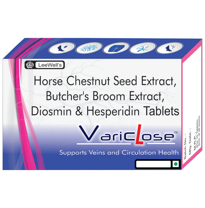 Variclose Poor Blood Flow, Micro Circulation Aid for Varicose Veins & Piles - Aescin, Diosmin & Hesperidin Tablet - Classic Derma