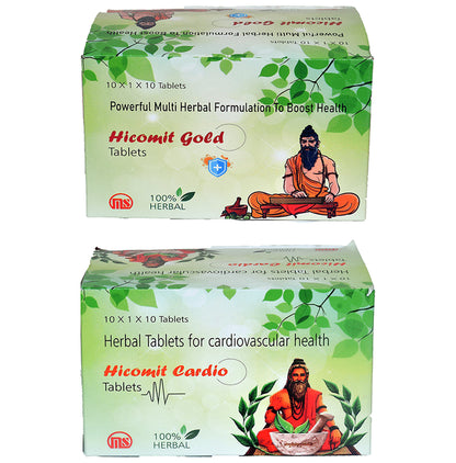 Metabolic Life Sciences Combo Pack of Hicomit Cardio Tablet (10) & Hicomit Gold Tablet (10) - Classic Derma