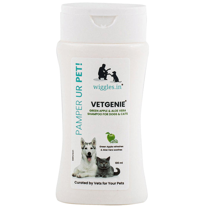 Wiggles Vetgenie Green Apple & Aloe Vera Shampoo for Dogs & Cats - Classic Derma