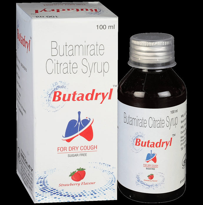 Butadryl 7.5mg Syrup Strawberry Sugar Free - Classic Derma