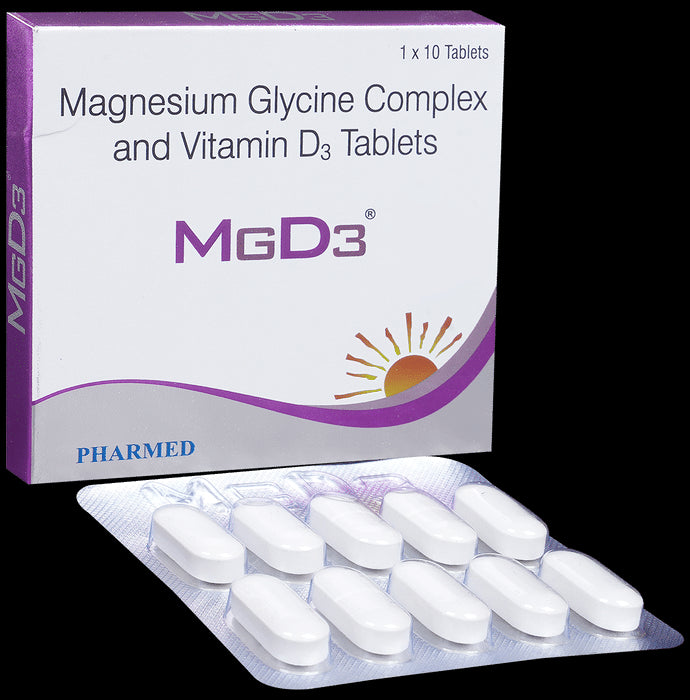 Mgd3 Tablet with Magnesium Glycine & Vitamin D3 | Supports Bone Health | Provides Mineral Support - Classic Derma