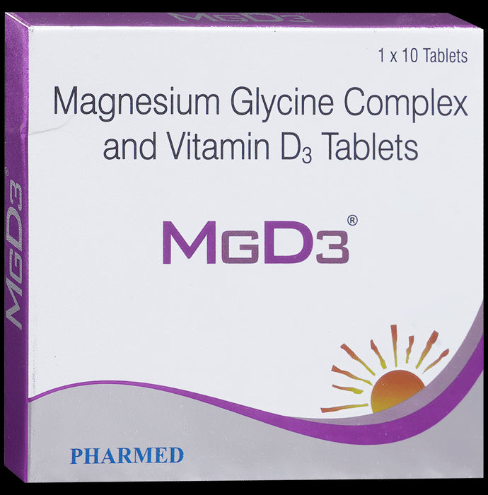 Mgd3 Tablet with Magnesium Glycine & Vitamin D3 | Supports Bone Health | Provides Mineral Support