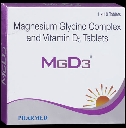 Mgd3 Tablet with Magnesium Glycine & Vitamin D3 | Supports Bone Health | Provides Mineral Support