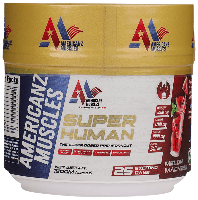 Americanz Muscles Super Human Pre-Workout Powder Melon Madness - Classic Derma