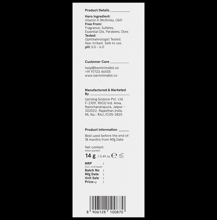 Minimalist Vitamin K + Retinal 01% Eye Cream