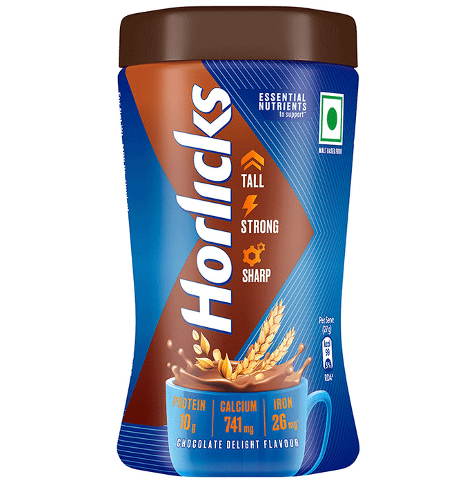 Horlicks Nutrition Drink with Vitamin C, D & Zinc | For Bones & Metabolism | Flavour Chocolate Delight - Classic Derma