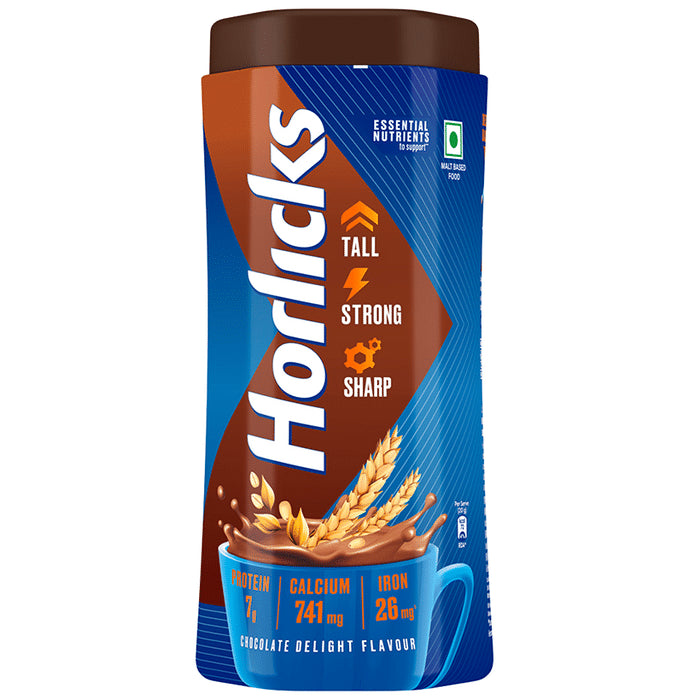 Horlicks Nutrition Drink with Vitamin C, D & Zinc | For Bones & Metabolism | Flavour Chocolate Delight - Classic Derma