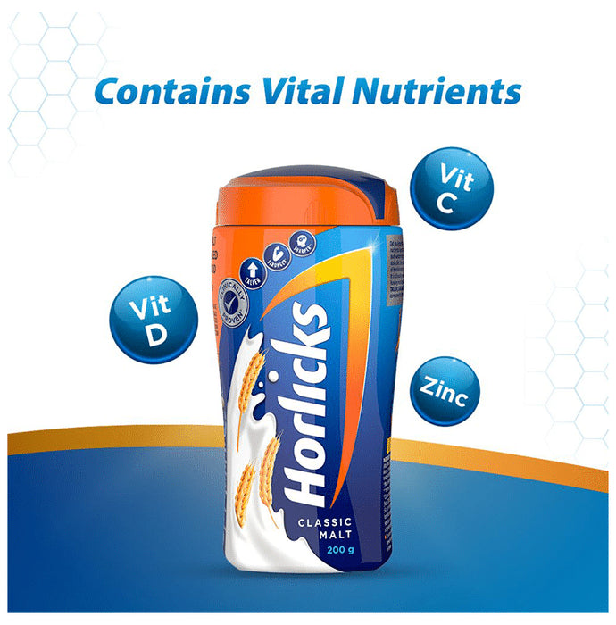 Horlicks Nutrition Drink with Vitamin C, D & Zinc | For Bones & Metabolism | Flavour Classic Malt