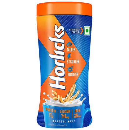 Horlicks Nutrition Drink with Vitamin C, D & Zinc | For Bones & Metabolism | Flavour Classic Malt - Classic Derma