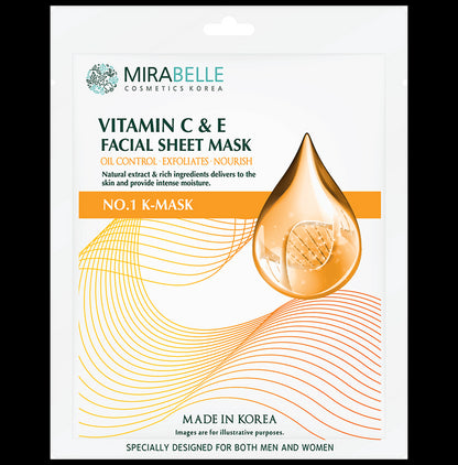 Mirabelle Cosmetics Korea Vitamin C & E Facial Sheet Mask - Classic Derma