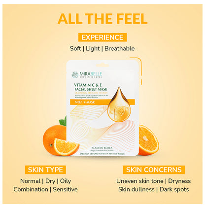 Mirabelle Cosmetics Korea Vitamin C & E Facial Sheet Mask