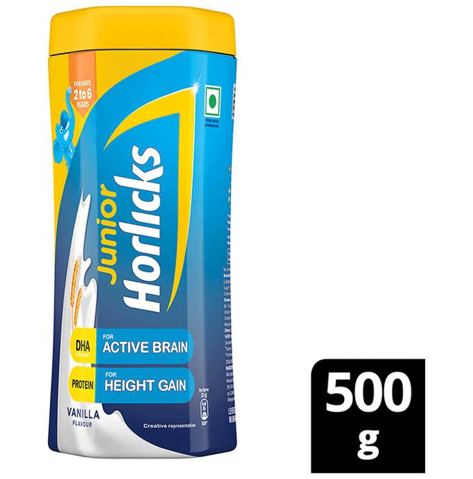 Horlicks Junior Health and Nutrition Drink| For Kids' Active Brain & Height Gain | Flavour Vanilla