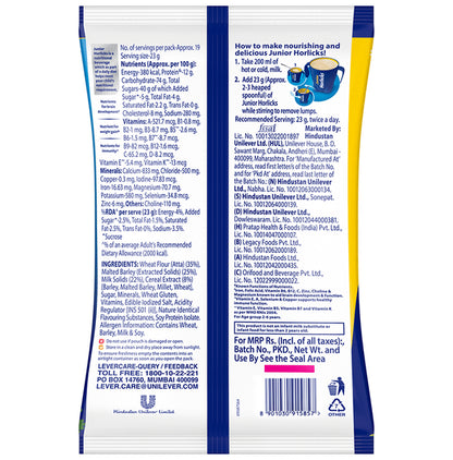 Horlicks Junior Health and Nutrition Drink| For Kids' Active Brain & Height Gain | Flavour Vanilla