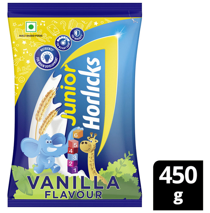Horlicks Junior Health and Nutrition Drink| For Kids' Active Brain & Height Gain | Flavour Vanilla