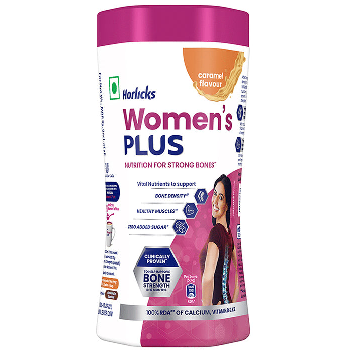 Horlicks Women's Plus with Calcium, Vitamin D & K2 for Strong Bones Caramel - Classic Derma