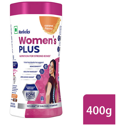Horlicks Women's Plus with Calcium, Vitamin D & K2 for Strong Bones Caramel