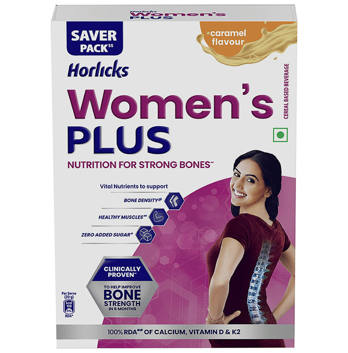 Horlicks Women's Plus with Calcium, Vitamin D & K2 for Strong Bones Caramel - Classic Derma