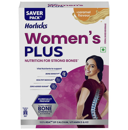 Horlicks Women's Plus with Calcium, Vitamin D & K2 for Strong Bones Caramel - Classic Derma