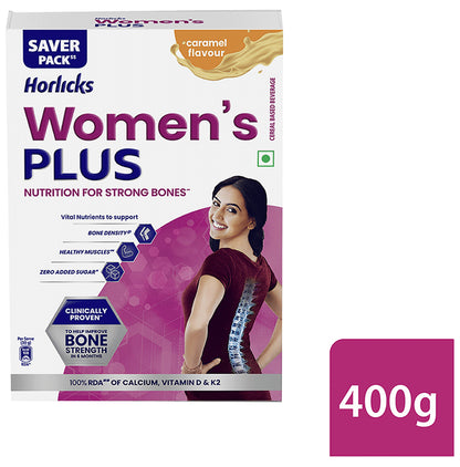 Horlicks Women's Plus with Calcium, Vitamin D & K2 for Strong Bones Caramel
