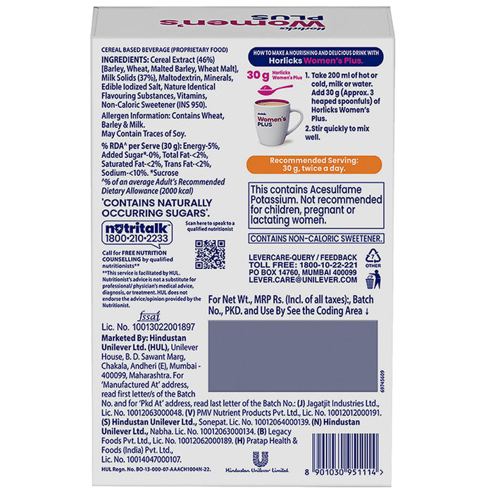 Horlicks Women's Plus with Calcium, Vitamin D & K2 for Strong Bones Caramel