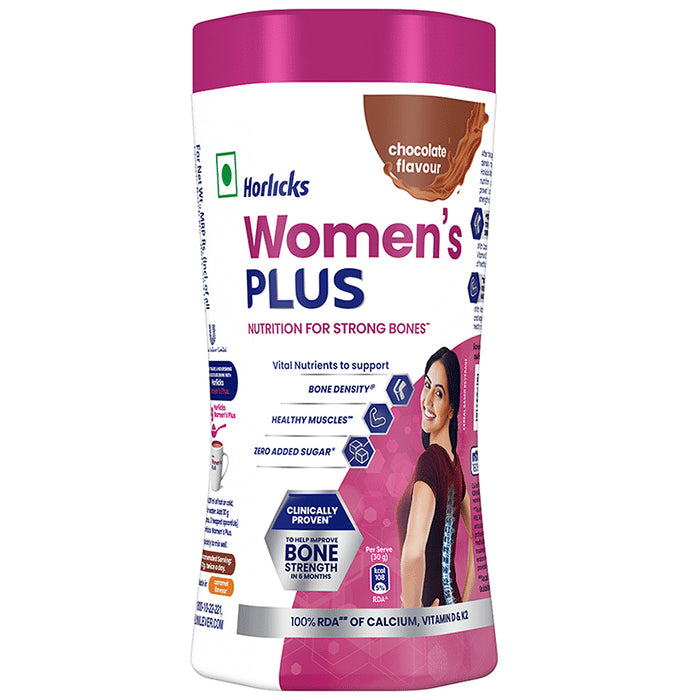 Horlicks Women's Plus with Calcium, Vitamin D & K2 for Strong Bones Chocolate - Classic Derma