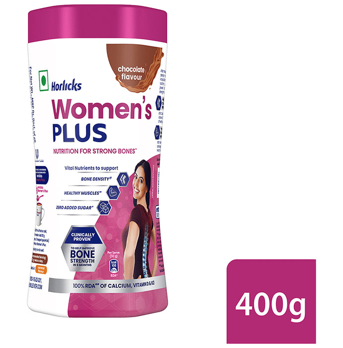 Horlicks Women's Plus with Calcium, Vitamin D & K2 for Strong Bones Chocolate